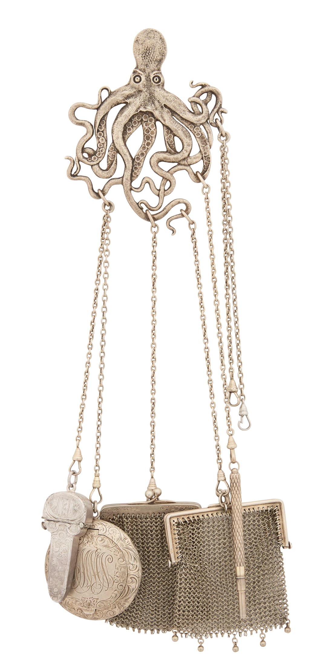 Art Nouveau Silver Gilt Octopus Chatelaine (1 of 4)