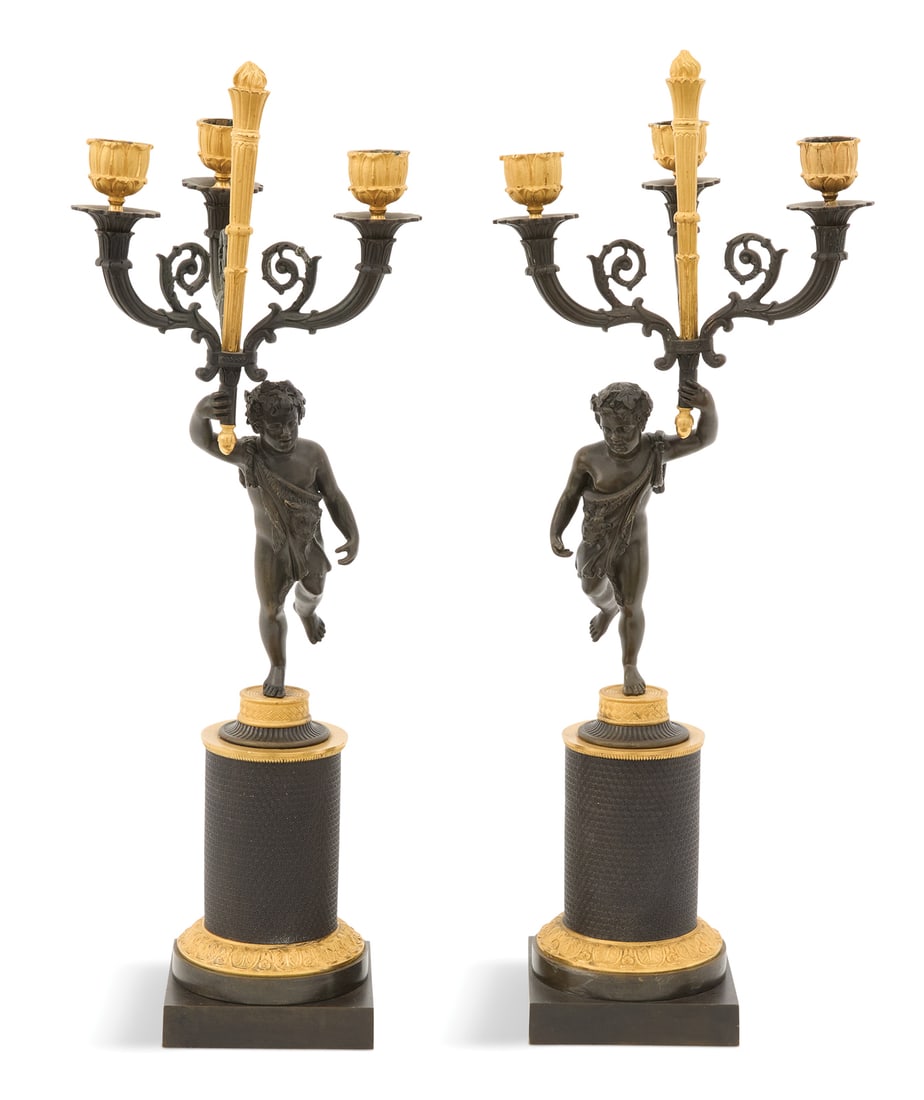 Pair of French Empire Bronze Figural Candelabra (1 of 4)