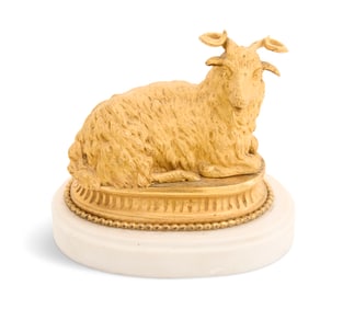 Belle Epoque Gilt-Bronze and Marble Ram
