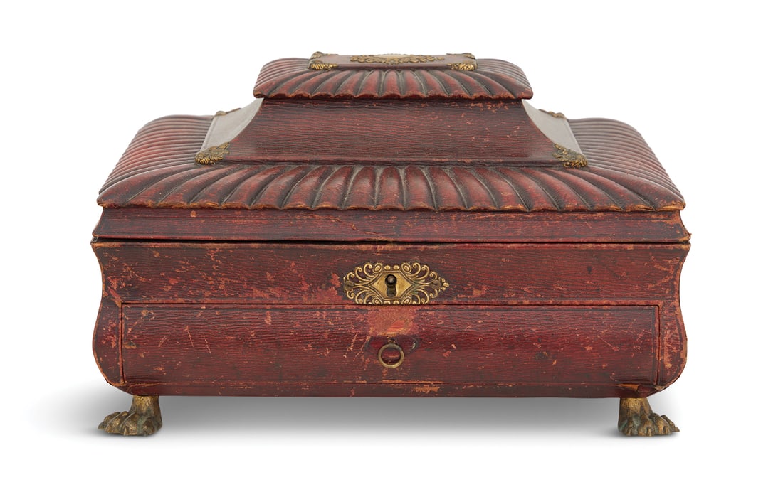 Regency Red Morocco and Brass Workbox (1 of 9)