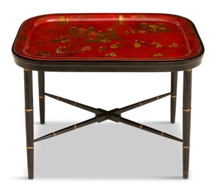 English Regency Tole Tray on Stand