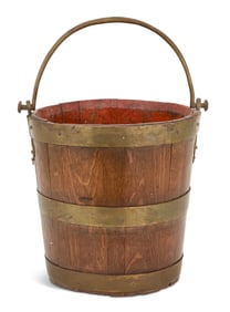 Brass-Bound Oak Peat Bucket