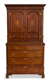 George III Inlaid Oak Linen Press
