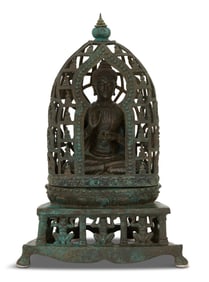Verdigris-Patinated Bronze Jain Altar