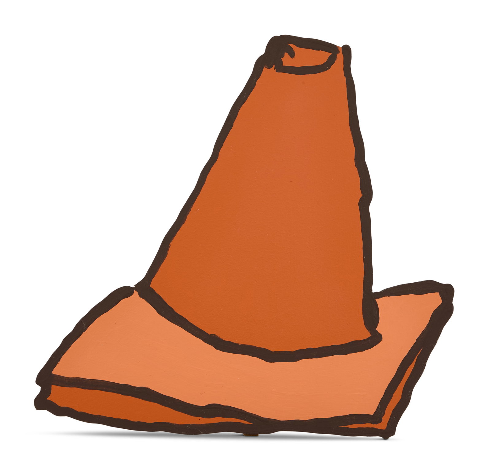 Kyle Bravo (US/Louisiana, Contemporary): Kyle Bravo (American/Louisiana, Contemporary) "Traffic Cone" carved and painted wood unsigned. h. 14-3/4", w. 15", d. 2" Provenance: Estate of Charles L. Whited, Jr., New Orleans, Louisiana. Note