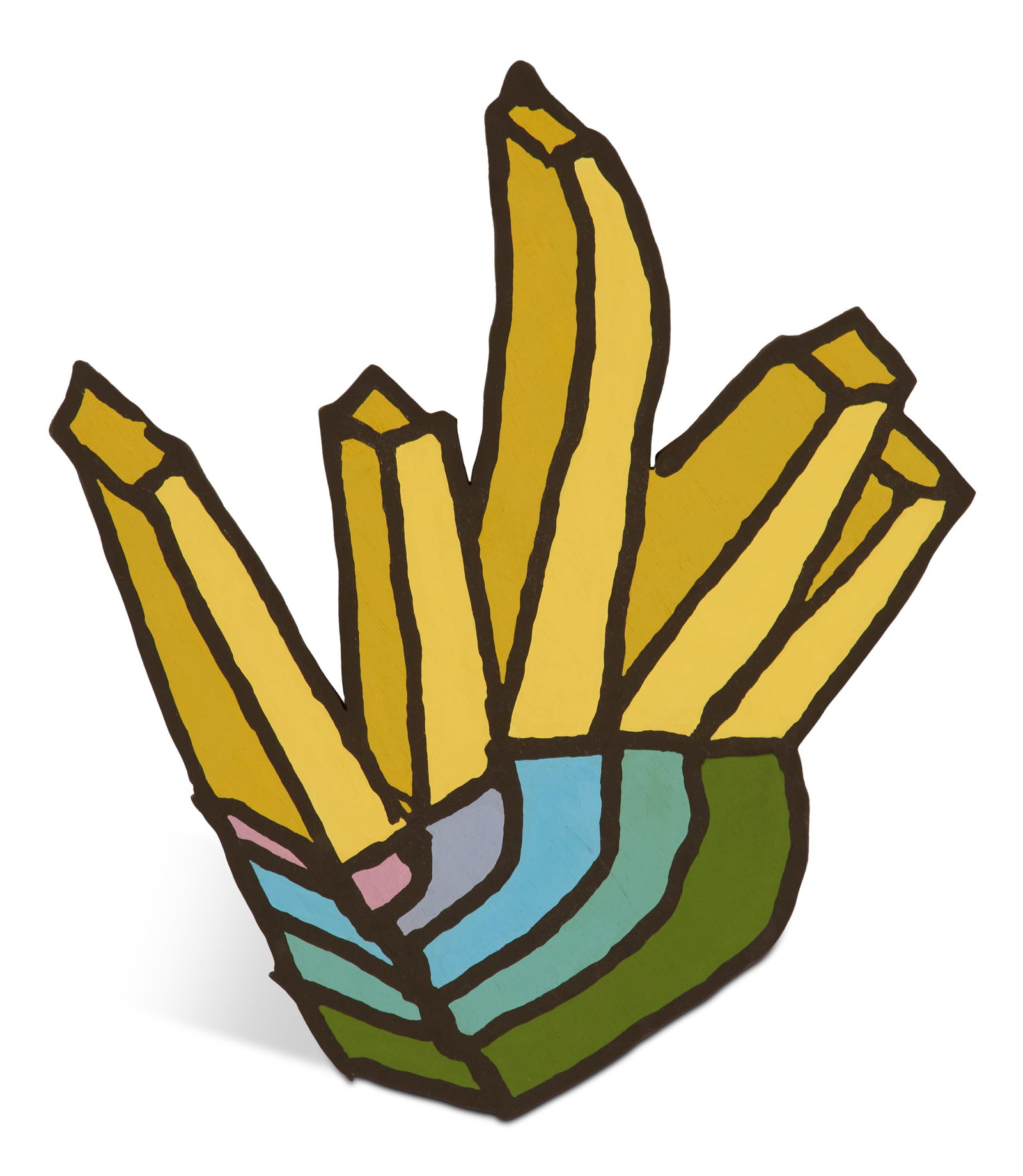 Kyle Bravo (US/Louisiana, Contemporary): Kyle Bravo (American/Louisiana, Contemporary) "Bananas" carved and painted wood unsigned. h. 21-1/4", w. 18-3/4", d. 1/2" Provenance: Estate of Charles L. Whited, Jr., New Orleans, Louisiana. Not