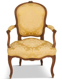 Louis XV-Style Fruitwood Fauteuil