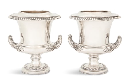 Pair of Regency Old Sheffield Plate Wine Coolers