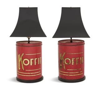 Pair of Dutch Coffee Tin Lamps