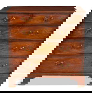 George III Mahogany Chest of Drawers: George III Mahogany Chest of Drawers18th century, the rectangular top with a molded leading edge over a pair of side-by-side drawers and three graduated, long drawers, raised on bracket feet.h. 44", w