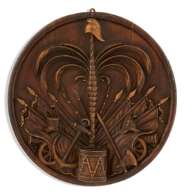 Carved Wooden Roundel with the Arms of Haiti