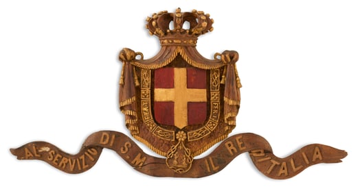 Italian Polychromed Wood Royal Warrant Sign