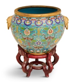 Chinese Cloisonne Jardiniere on Stand