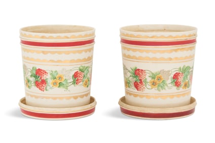 Pair of Unusual Continental Porcelain Cachepots