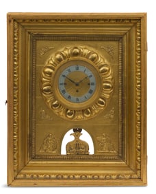 Austrian Giltwood and Brass Picture Frame Clock