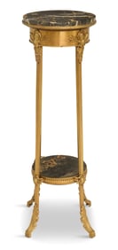 Bronze and Marble-Top Pedestal Stand