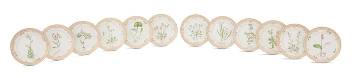 Twelve "Flora Danica" Bread-and-Butter Plates