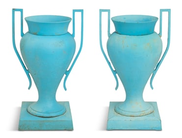 Pair of Cast-Iron Garden Urns