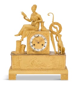 French Bronze Dore Figural Mantel Clock
