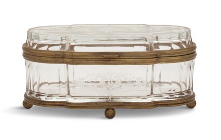 French Crystal and Bronze Jewel Casket