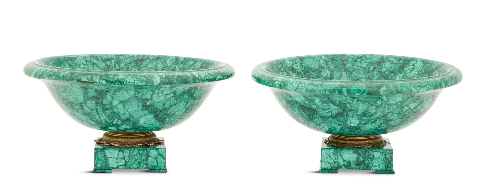 Pair of Malachite and Gilt-Bronze Bowls (1 of 2)
