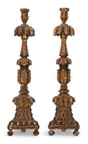 Pair of Large Giltwood Altar Sticks