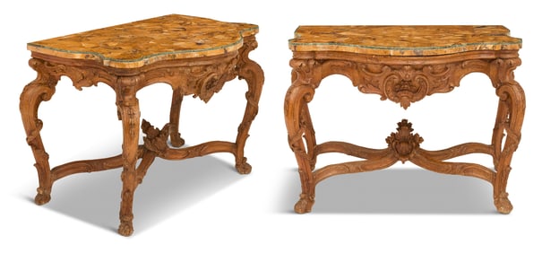 Impressive Pair of Louis XV Marble-Top Consoles