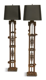 Pair of Cast-Iron Gate Post Lamps