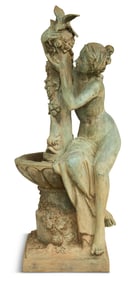 Large Patinated Bronze Figural Fountain