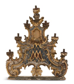 Italian Baroque Parcel-Giltwood Candelabrum