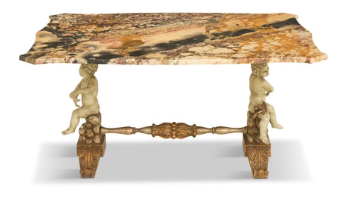 Italian Parcel-Gilt Marble-Top Coffee Table