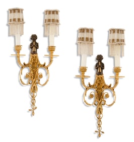 Pair of French Empire-Style Bronze Sconces