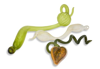 Three American Art Glass Floral Elements
