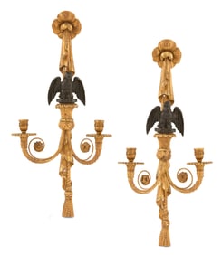 Pair of Caldwell Giltwood and Gilt-Bronze Sconces