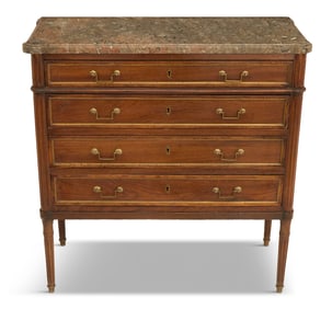 Directoire-Style Mahogany and Marble-Top Commode