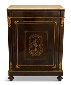Napoleon III Ebonized and Marble-Top Cabinet