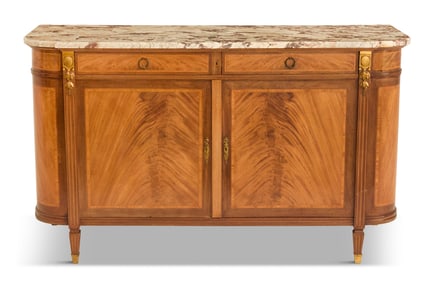 Louis XVI-Style Mahogany and Marble-Top Cabinet