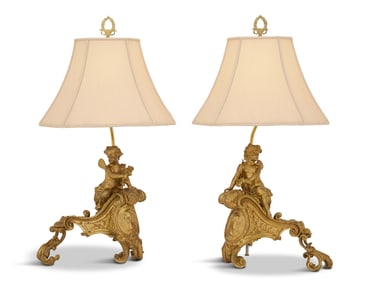 Pair of French Bronze Figural Lamps