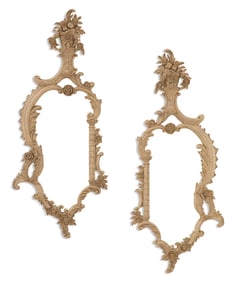 Carved Mahogany Gray-Pickled Mirrors