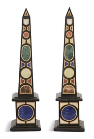 Pair of Pietra Dura Obelisks