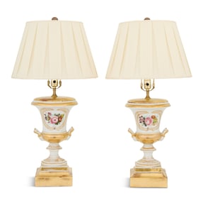Pair of French Paris Porcelain Lamps