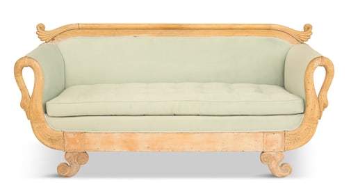 French Pickled Beechwood Sofa