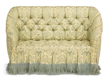 Custom Silk-Upholstered Settee