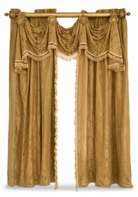Six Pairs of Curtains with Giltwood Rods