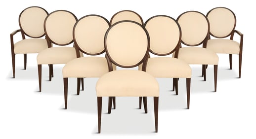 Suite of Eight Stained Maple Dining Chairs