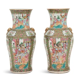 Pair of Rose Medallion Porcelain Vases