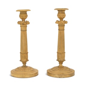 Pair of Restauration Gilt-Bronze Candlesticks