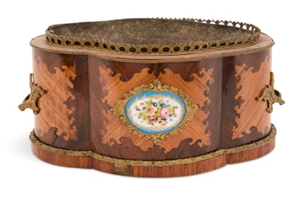 Napoleon III Gilt-Bronze and Porcelain Jardiniere