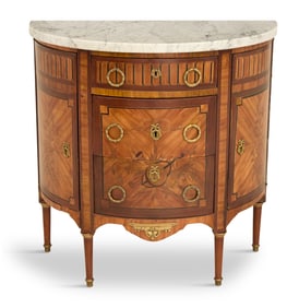 Kingwood, Exotic Woods and Marble-Top Commode