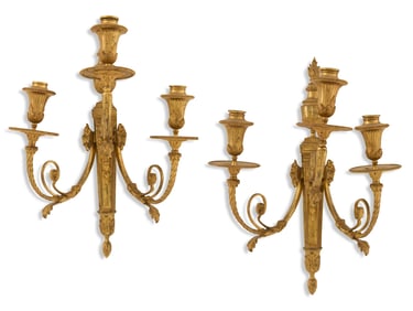 Pair of French Gilt-Bronze Sconces